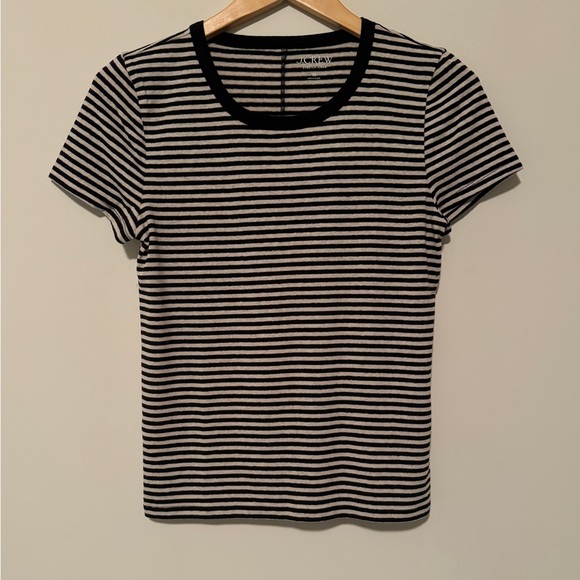 J.Crew Stretch linen-blend crewneck T-shirt in stripe - Picture 2 of 5